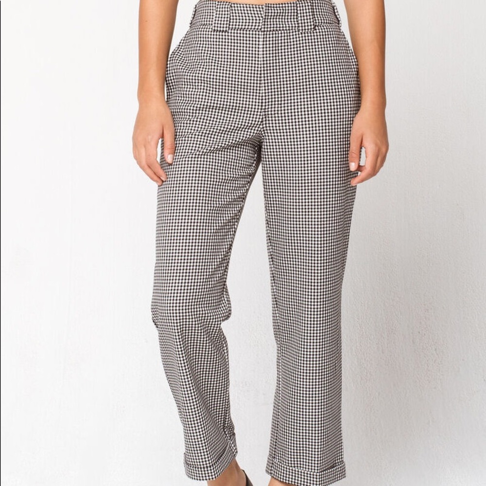 DICKIES Gingham Roll Hem Cropped Pants